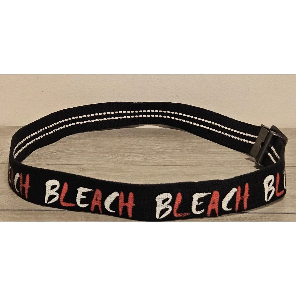 Vintage 2005 Anime Bleach Black Canvas Belt Made in Japan Bandai Measures 40x1.5